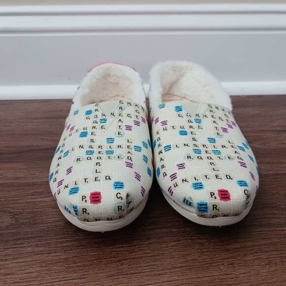 TOMS Scrabble Alpargata Gameboard Faux Fur Slip On Casual Women's Shoes Size 9 - Picture 2 of 6